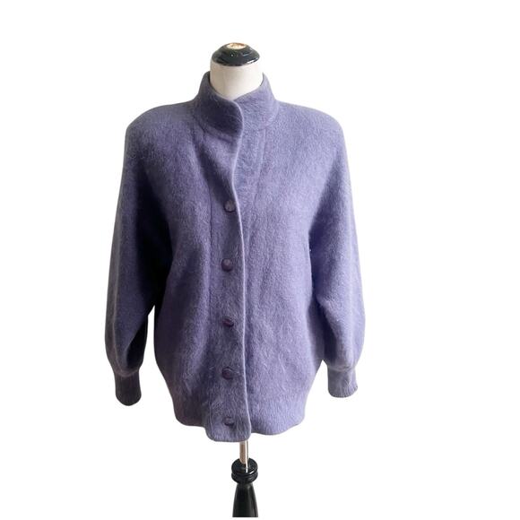 STILLMAN STUDIO 80% Angora Vintage Purple Lined Cardigan Jacket Coat Size Large - Picture 1 of 14